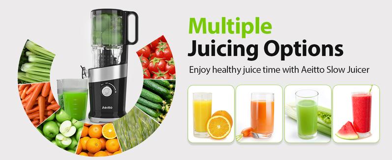 Cold Press Juicer Fits Whole Fruits, Aeitto Masticating Juicer Machines with Wide Feed Chute, Juice Extractor Machine Easy to Clean, High Juice Yield, Easy to Assemble, Self Feeding