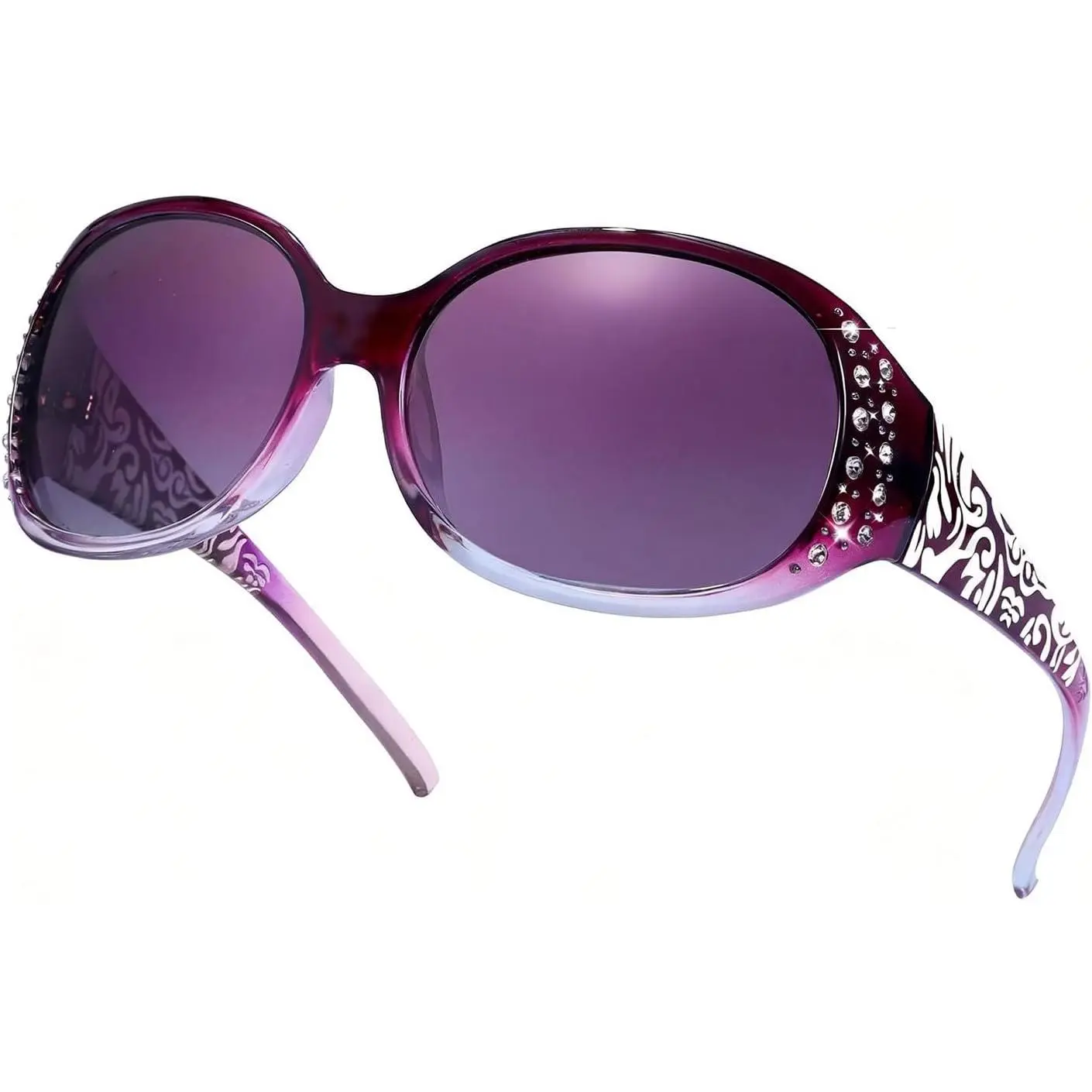 8161LVIOE Women’s Polarized Rhinestone Wraparound Sunglasses, Glamorous Fashion Shades with UV Protection LS008