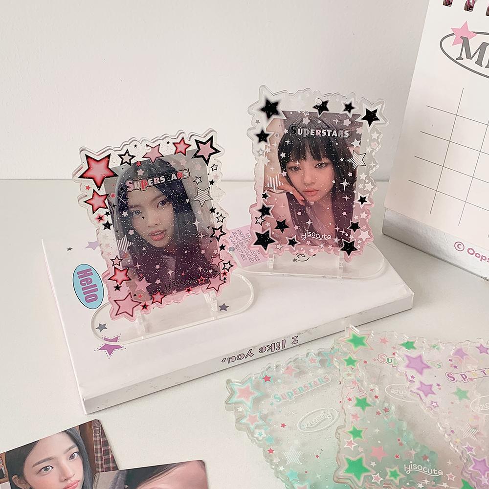 INS Style Star Photo Card Holder Photocard Case Instant Camera Photo Frame Keychain Backpack Pendant 3inch Idol Photo Holder