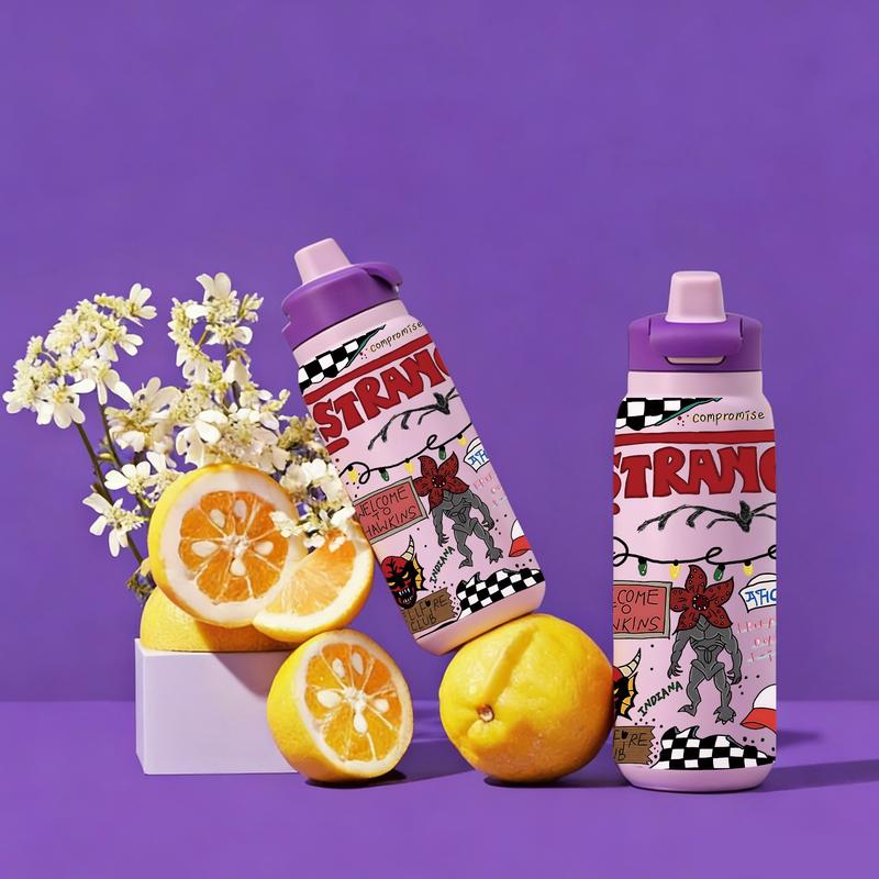 1 Pc 28oz Insulated Mug, Stranger Things Theme Vacuum Cup, Double Wall Thermal Mug, Leak Proof Skinny Insulat Cup, Keeps Hot 12 Hours Cold 24 Hours, Stainless Steel for Hot Cold Drinks, Vacuum Insulated Flask, Daily Use Gift for Women Men Holiday Festival