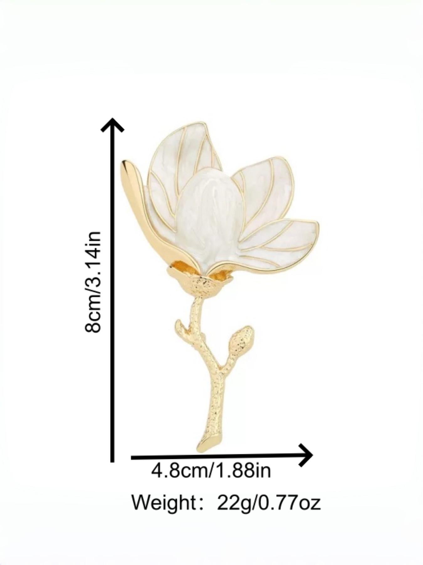 Vintage Elegant Magnolia Flower Brooch, High-End Women's Exaggerated Court Style Pin, New Fashion Chest Flower Accessory