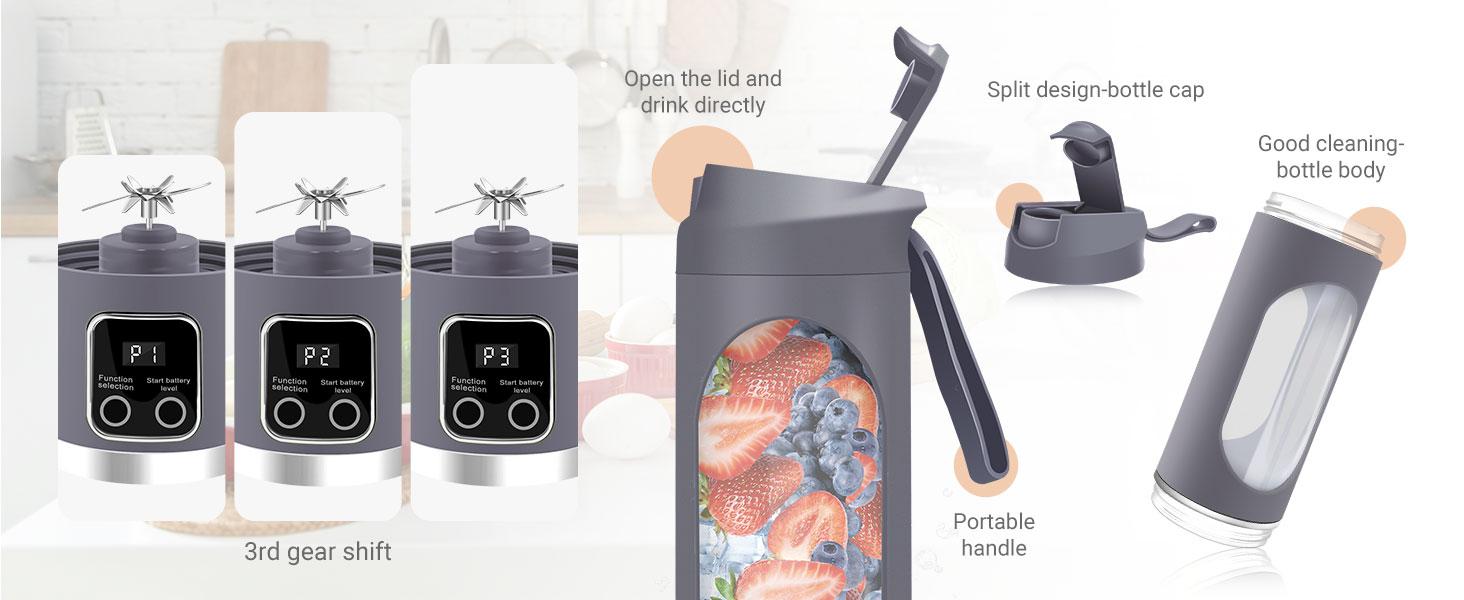 【TikTok Top Seller】Digital Multimode Juicer Blender - Smart LED Display, Diet-Friendly, Leak Proof Design for Smoothies Liquid Diet, Ice Shakes, Fresh Juice & Baby Food, Compact Blender Smoothieblender for Home & Travel, Mother's Day Gifts