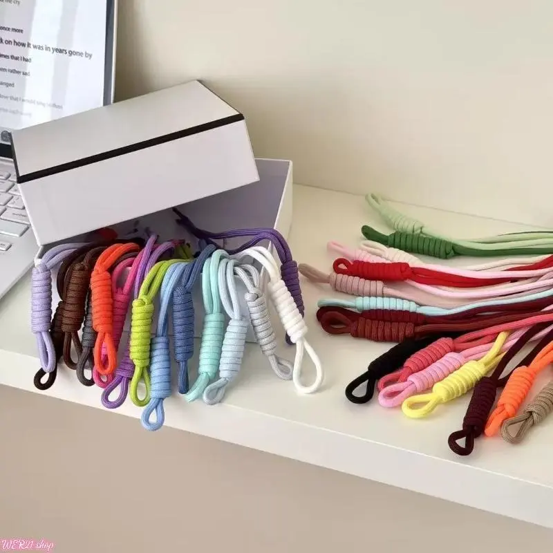 33PCS-Colorful Caterpillar Paracord DIY Macrame Wrist Strap, Trendy Ins Hand Braided Roman Knot Lanyard, Custom Bag Charm Accessory for Handbags, Keys and Daily Decor
