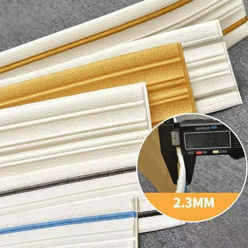 Flexible Thick Foam Peel & Stick Trim, Self Adhesive PVC Wall Border & Ceiling Molding, Removable Skirting Board Edge Strip for Window, Tile Splash Guard, Mirror Edge Home Decor