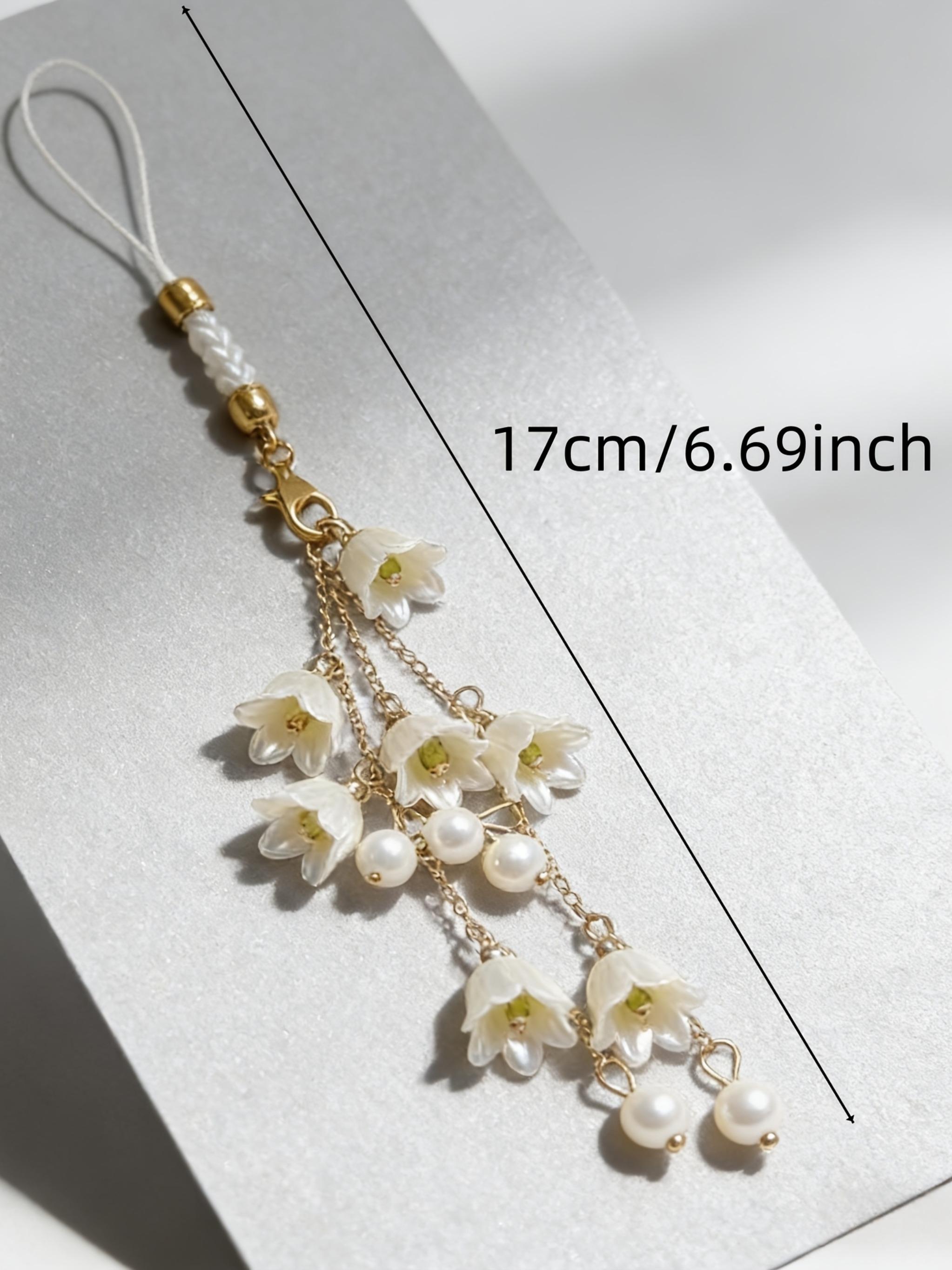 Lily Phone Strap, Elegant Floral Bag Charm, Fashionable Keychain for Cellphone Cases, Earphones, Camera Lanyard, Gift for Friends and Family