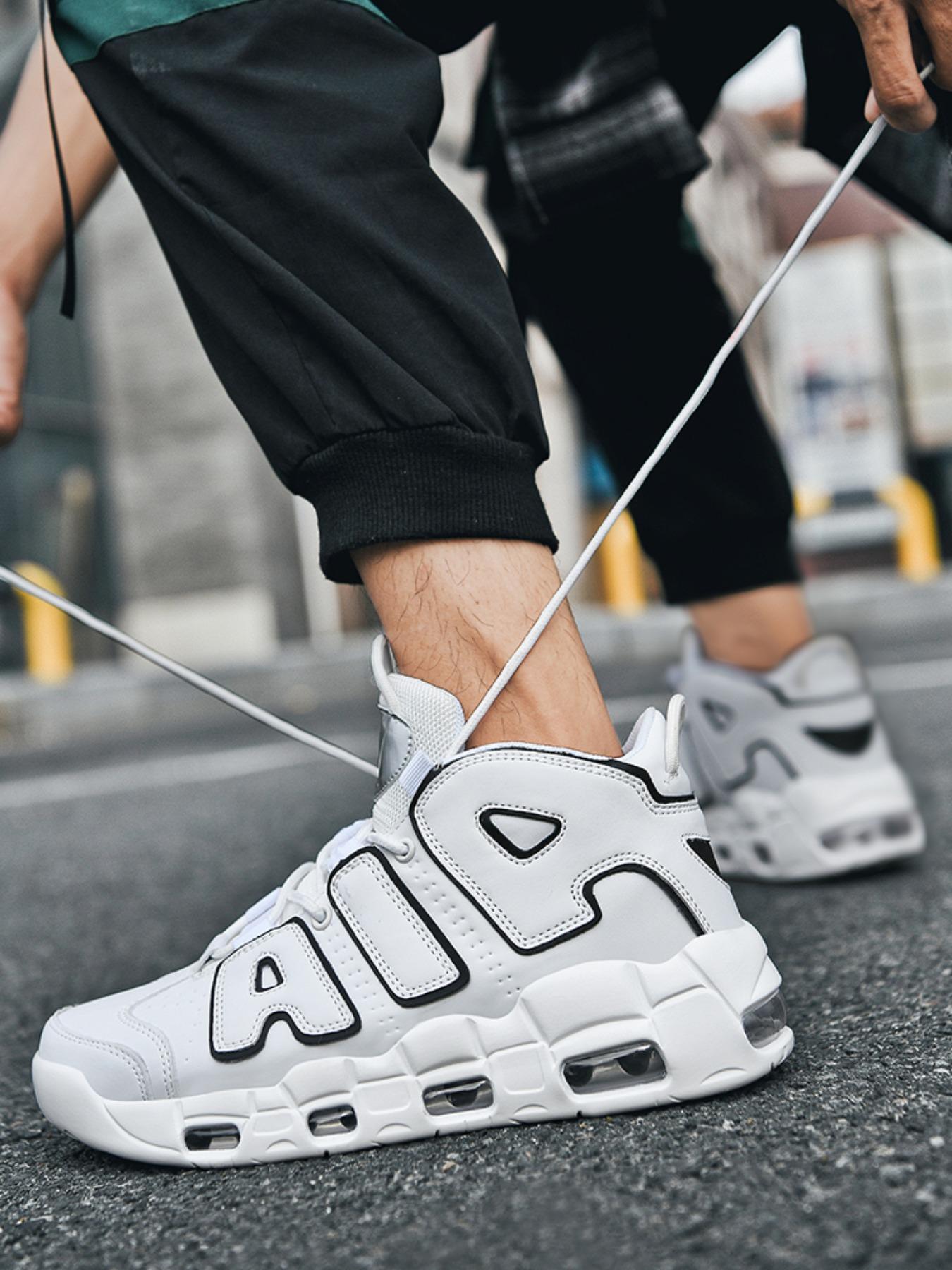 Men's High-Top Fashion Sneakers, Comfortable Breathable Running Shoes, Striped PU Leather, Medium Width, All Seasons