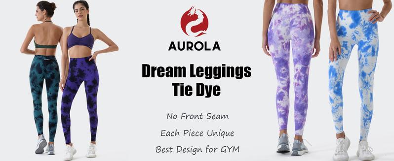 AUROLA Dream Tie Dye Workout Leggings for Women ,High Waist Seamless Scrunch Athletic Running Gym Fitness Active Tie Dye Pants