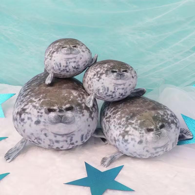 Cute Seal Plush Toy, Soft Plush Seal Ocean Theme Party Gift, Lazy Pose Stuffed Animal with Smooth Fins, Ideal for Baby Room Hugging/soothing Sensory Play
