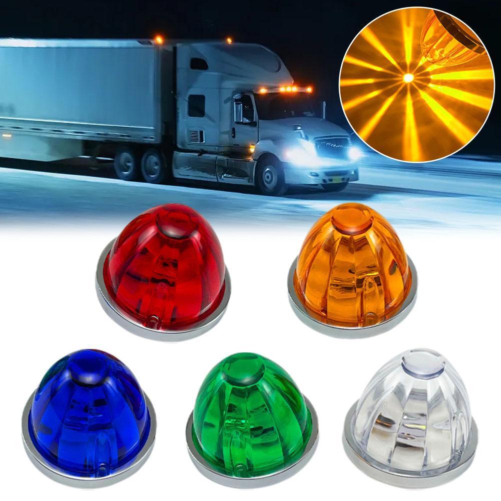 5Pcs Amber Watermelon LED Strobe+Constant Marker Lights Dual Function Watermelon-Shaped Side Marker Clearance Tail Top Cap Roof