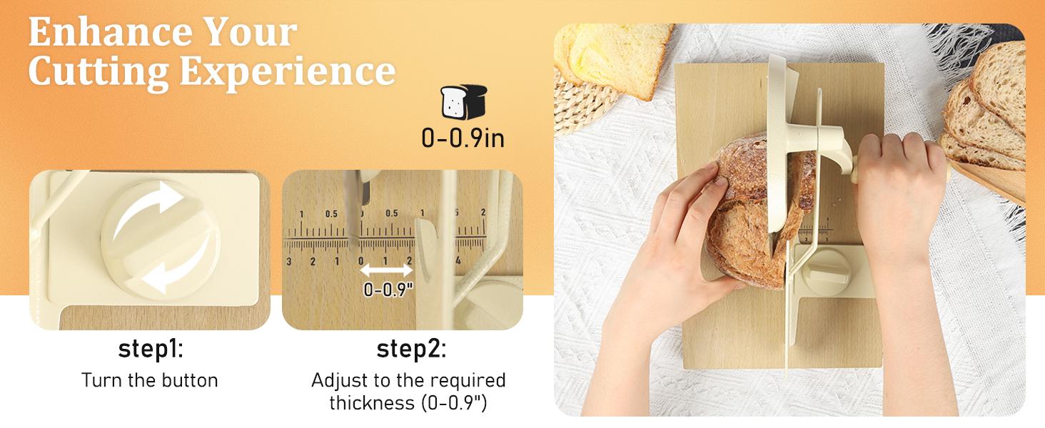 【Upgraded】Manual Bread Slicer Adjustable Thickness, Hand Crank Bread Slicer for Homemade Sourdough Bread with Scale Line & Suction Cup & Metal Guide,Quality Solid Wood Base & Gift-Level Packaging