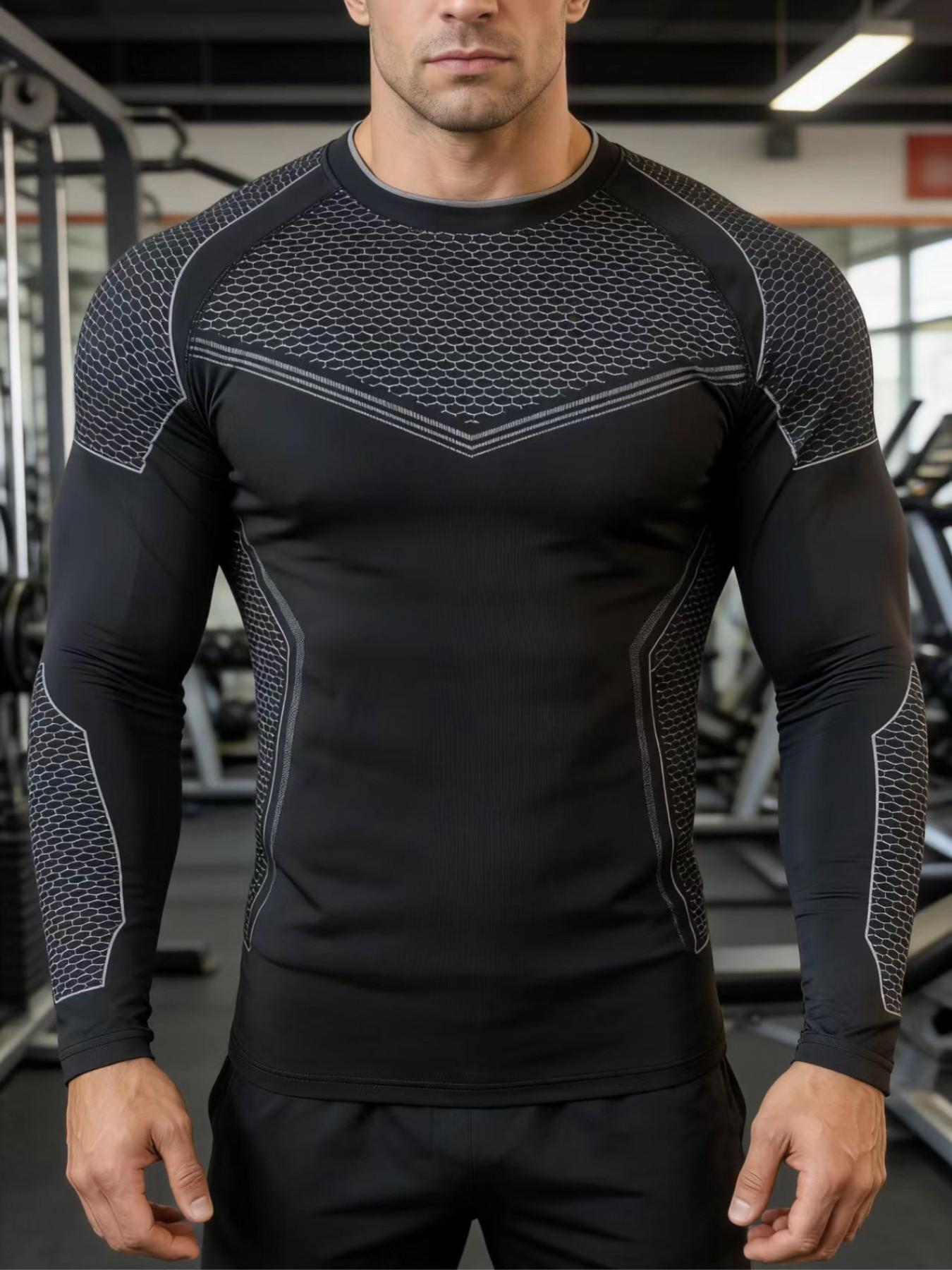 Men's Batman Compression Shirt, Long Sleeve Workout Gear, Quick Dry Moisture Wicking Athletic Gym Top for Fitness Training