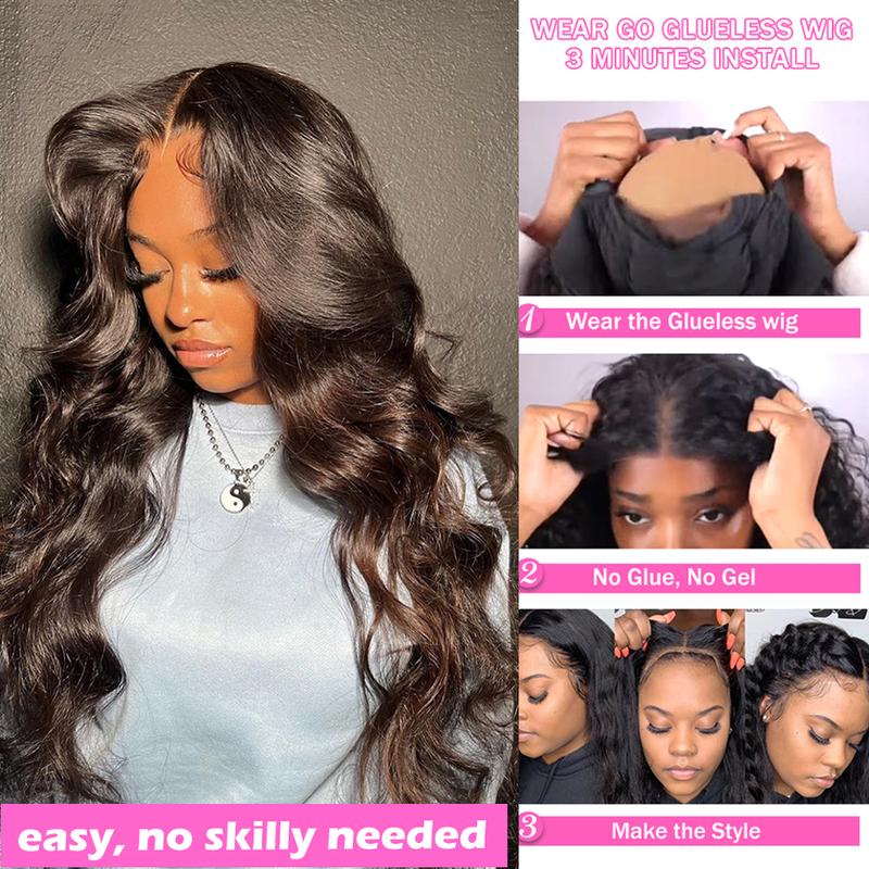 Glueless Wigs Body Wave Lace Wig Human Hair Ready To wear Wiogs Pre Cut Pre Plucked 6x4 7x5 Hd Transparent  Lace Closure Wig Brazilian Wig For Women 180% Density TikTokShopHolidayHaul