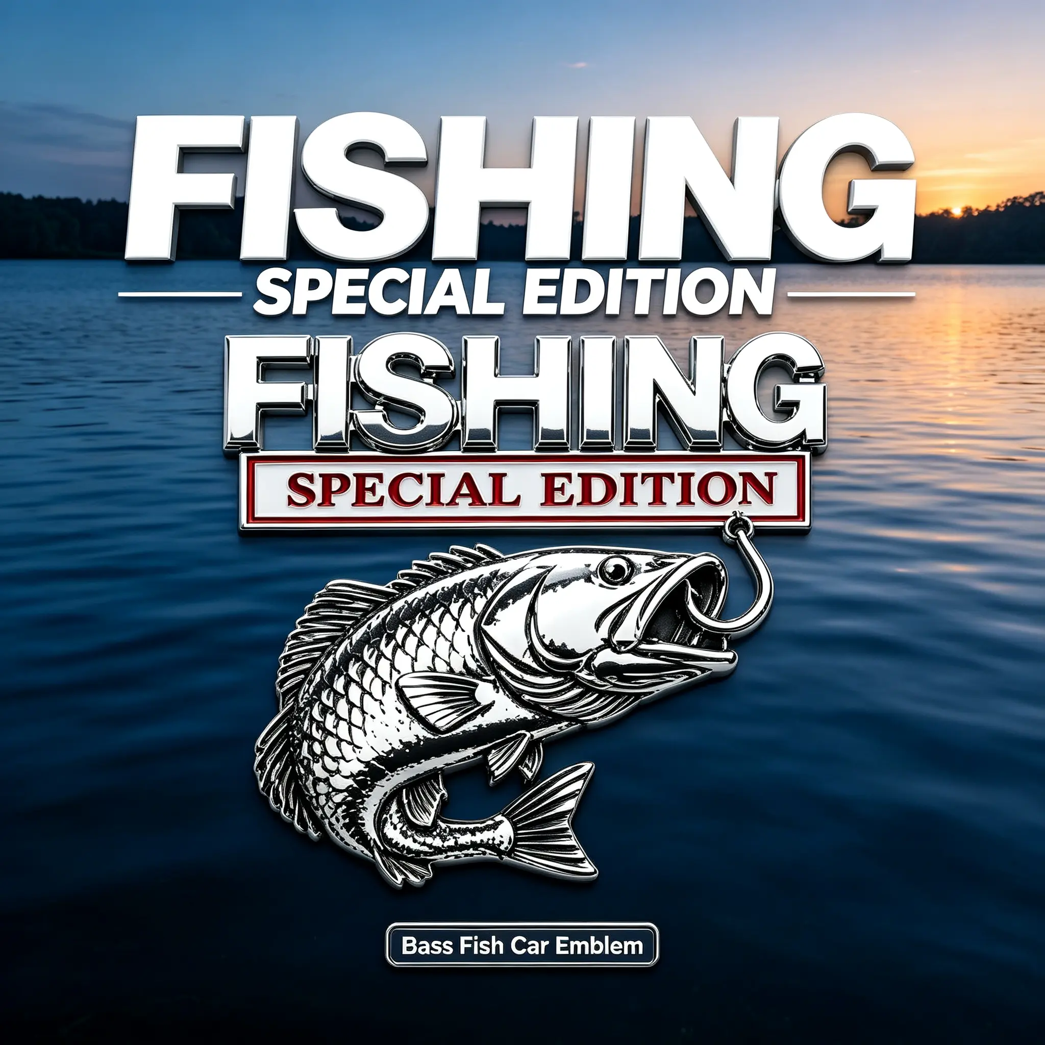 Fishing Car Emblem Special Edition Metal Badge - 3D Decal, Metal Texture, Easy Apply, Bold Look, Outdoor Ride Angler Vibes Truck Tailgate Sticker for Men Automotive Exterior Styling Accessories