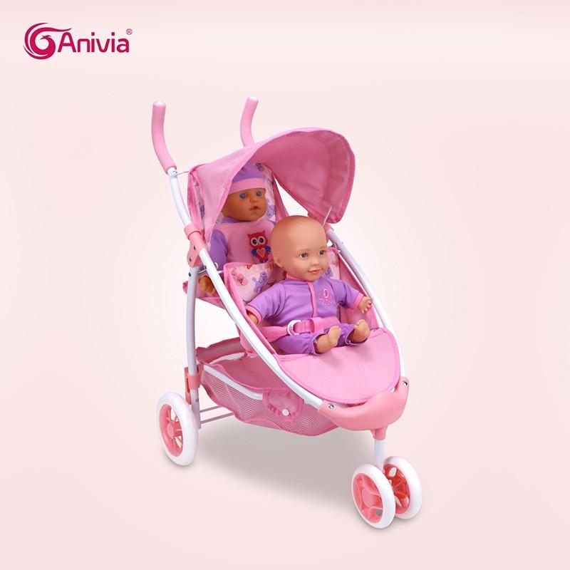 Anivia Brand Doll Stroller, Role Play Toy, Foldable Doll Stroller for Kids Aged 3+, Fits 11-18 Inch Dolls, Silent Wheels, Perfect Gift
