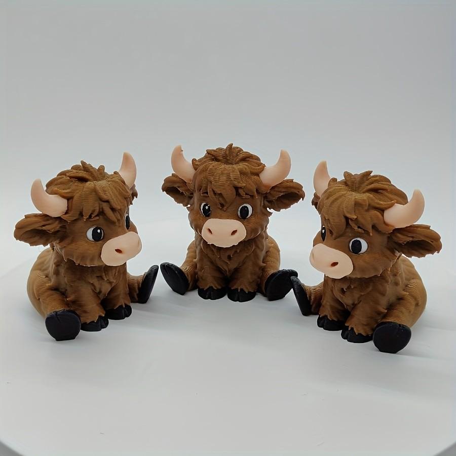 Cute Highland Cow Statue Decoration, Durable Plastic Office Pet Ornament, Perfect for Farmhouse Aesthetic Lovers, Ideal for Birthdays & Housewarming