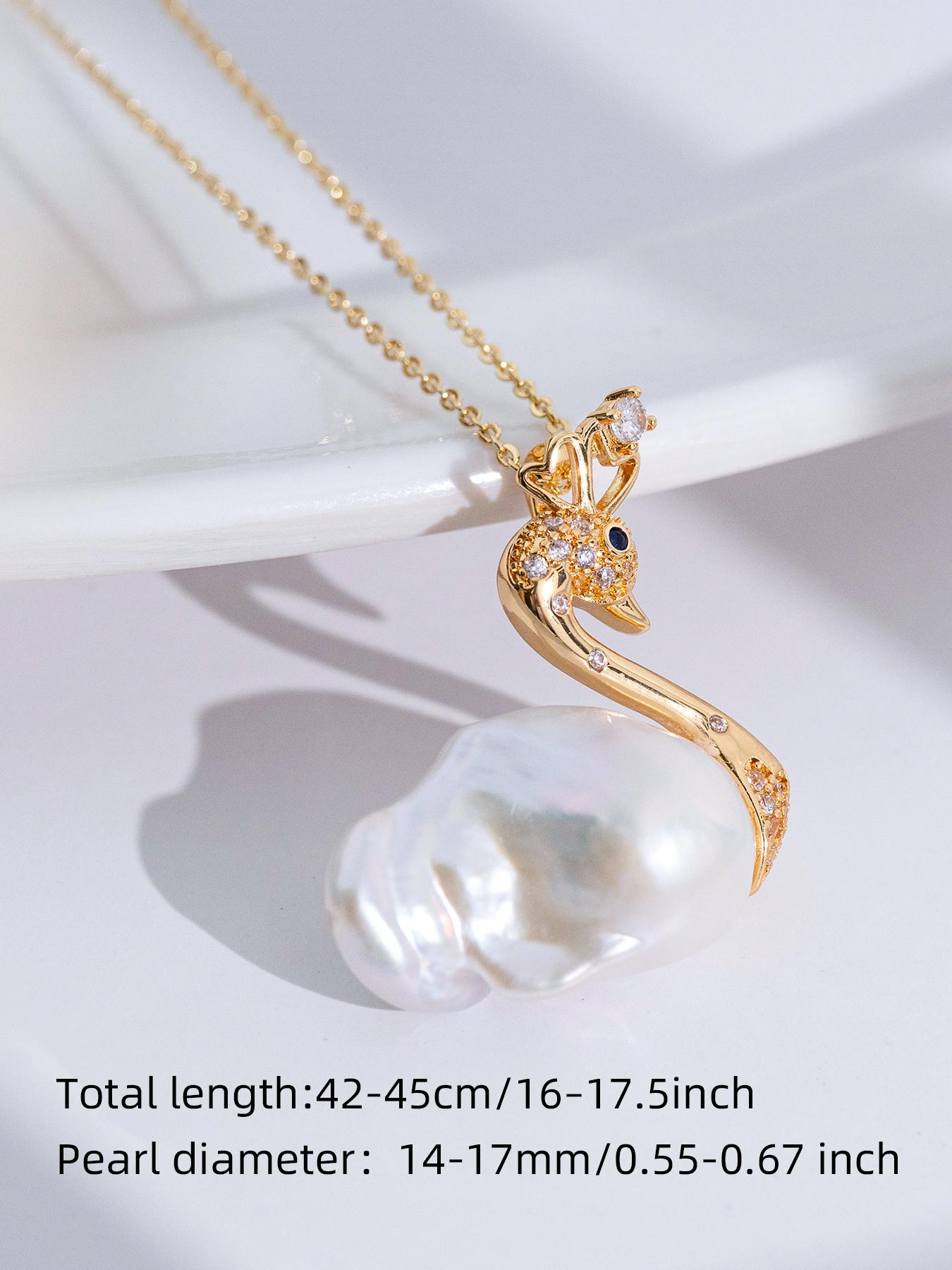 Freshwater Baroque Swan Pearl Pendant 14-17mm, Elegant Jewelry with Natural Pearl Texture, Perfect Gift for Loved Ones