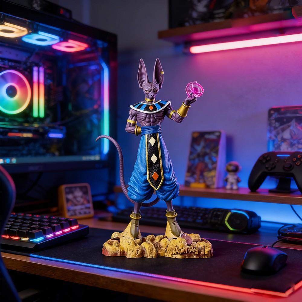 1 Pieces Dragon Ball Super Beerus Figure! God of Destruction Energy Ball Pose with Cyberpunk Scene，Unboxing Beerus Statue! Must-Have DBZ Collectible for Dragon Ball Fans ，Perfect Desk Decor for Dragon Ball Otakus