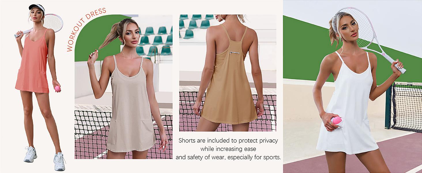 Wenrine Women's Mini Dress Casual Workout Tennis Dress with Shorts Sleeveless Althletic Dresses Wenrine Women's Mini Dress Casual Workout Tennis Dress with Shorts Sleeveless Althletic Dresses