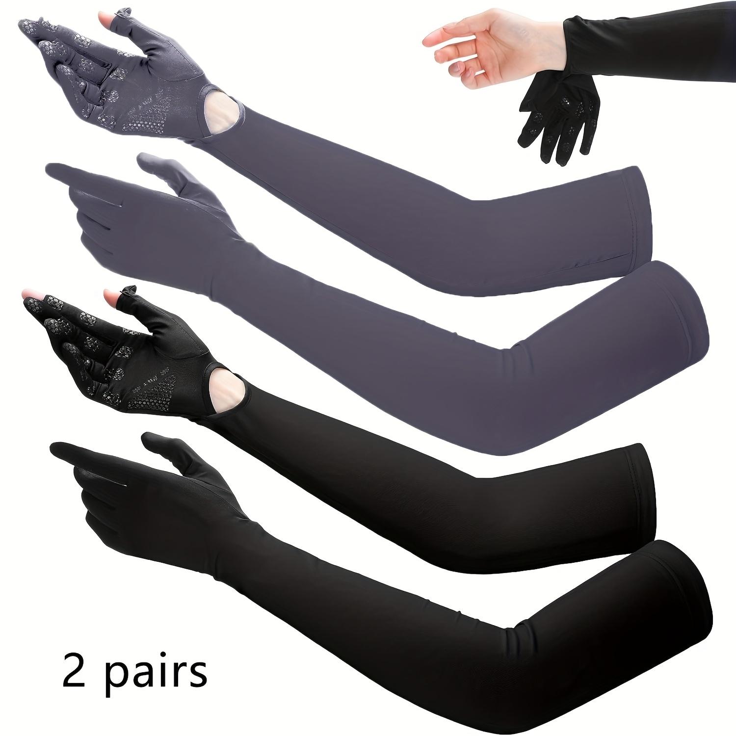 2 Pairs Long Arm Gloves for Men & Women, Touch Screen Compatible, Sunshade Driving Gloves, Motorcycle Riding Gloves, Motorbike Gloves, Breathable & Lightweight, Anti-Slip Grip, Ideal for Outdoor Sports, Cycling, Hiking, Fishing and Daily