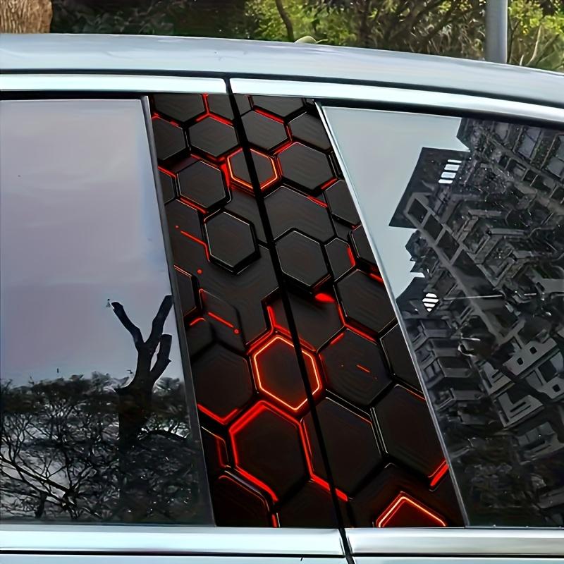 2-piece checkered pattern car sticker, Car decals, suitable for all car models, waterproof, scratch resistant, durable vinyl sticker, used for car door B-bar, self-adhesive and easy to install, space theme