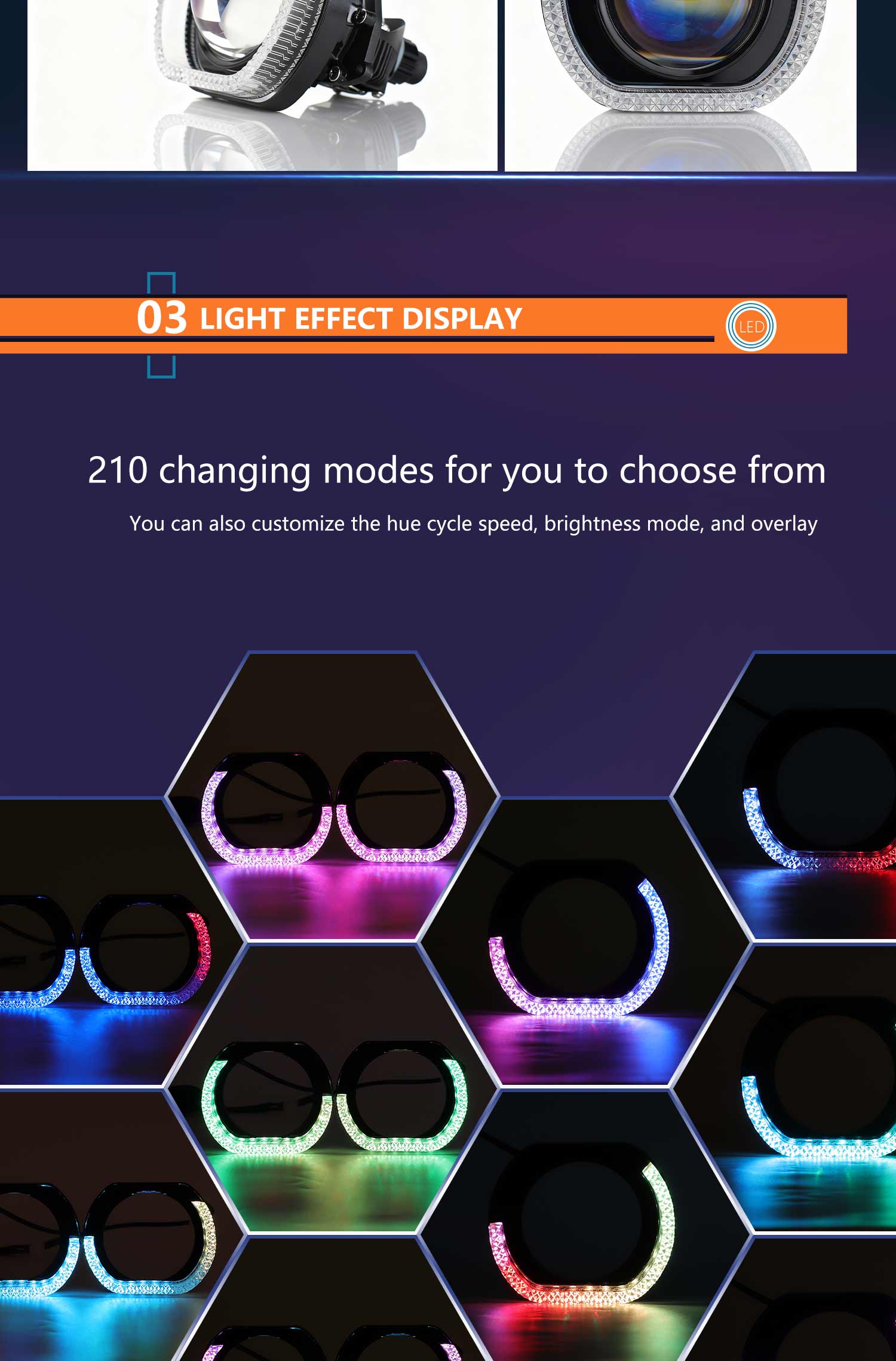 2PCS 5D RGB Angel Eyes Halo Rings Lights with Turn Signal Lights APP Bluetooth LED Motorcycle Retrofit DRL Car Headlight 12V