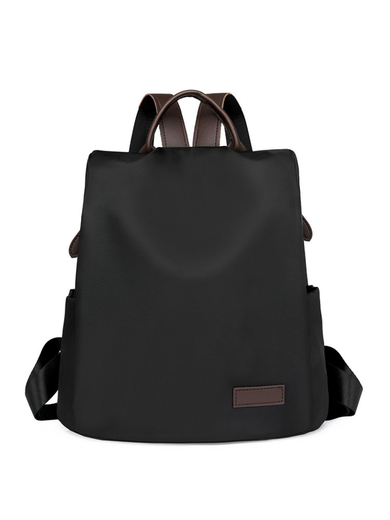 Women's Plain Anti-Theft Backpack, Geometric Patchwork Design, Large Capacity Waterproof, Fashionable Versatile Shoulder Bag, Water Resistant Backpack