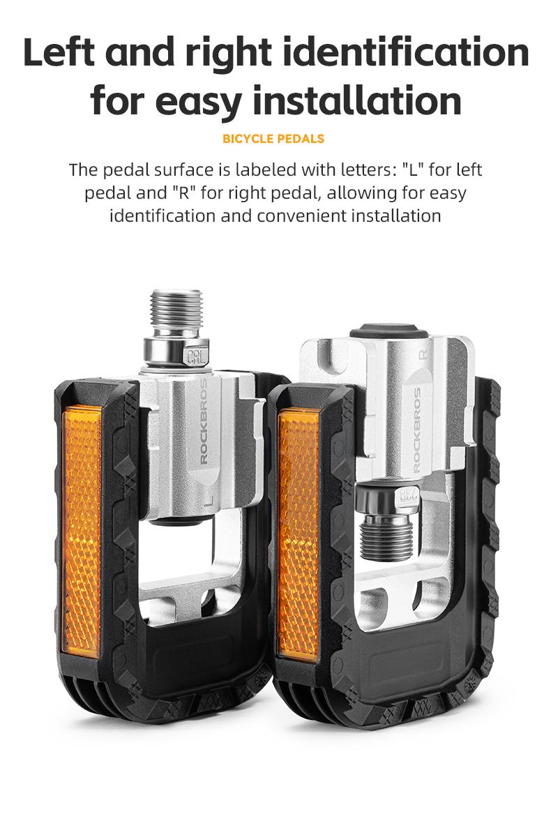ROCKBROS Folding Bike Pedals Aluminum Alloy Foldable Bicycle Pedals 9/16 Inch Lightweight with Reflective Strips&Non Slip for Folding Bike, Electric Bike