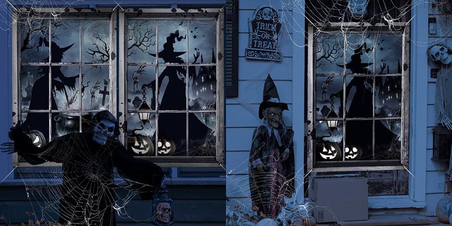 2/3 Pcs Halloween Window Cover Decoration, Bloody Creepy Clown Scene Curtains for Haunted House, Reusable Fabric Horror Decorations for Indoor Outdoor Party, 31 x 47 Inches