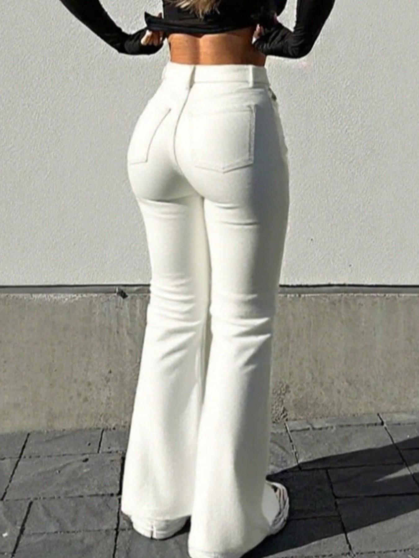 High Waist Flare Jeans for Women, Womenswear Elastic Bootleg Pants, Y2K Street Casual Vintage Fashion, Comfortable and Stylish