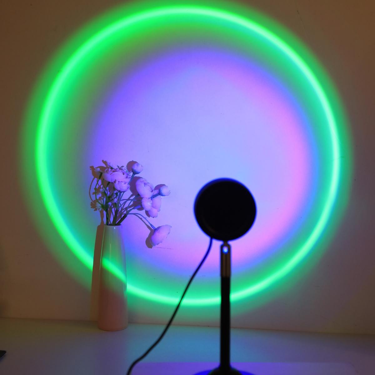 USB Sunset Projection Lamp LED Table Light with Remote Controller, Led Mood Light, Adjustable 16 Color Atmosphere Lamp for Photography Home Decor, Adjustable Led Lights