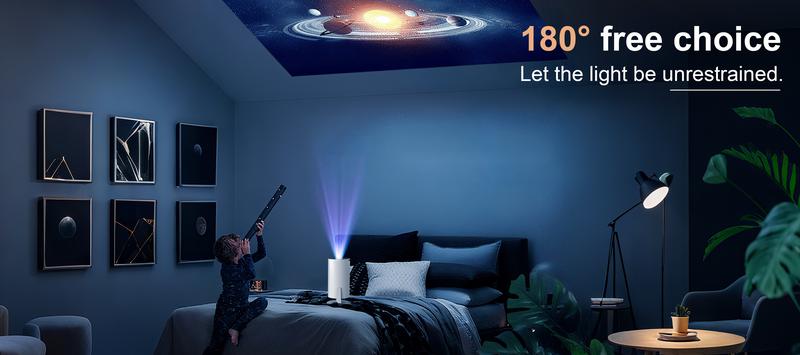 XBJ Portable Projector 2.4/5G WiFi Smart Projector, 270° 1280*720P LED, BT 5.2, 130 inch screen, built-in speaker, home video projector Android 11