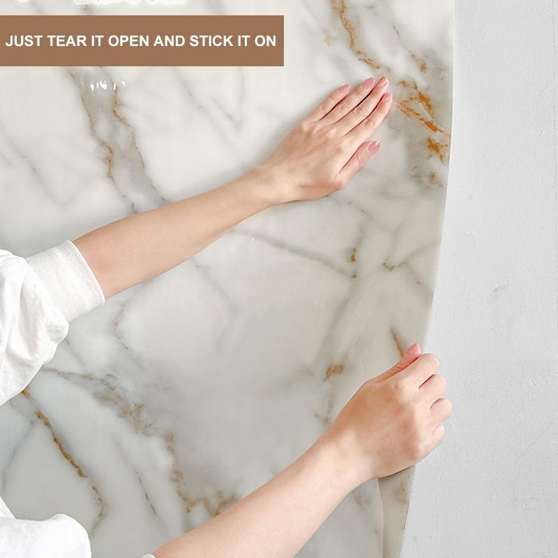 Marble Decorative Panel, Self-Adhesive Marble Pattern Wallpaper, Fireproof Waterproof Wall Material, Realistic Marble Look, Living Room Use, Wall Panels Roll