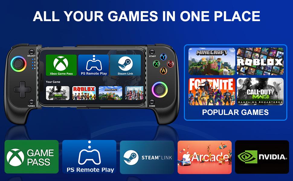 Wireless Phone Controller for iPhone/Android No Deadzone, Mobile Gaming Controller Cloud Gamepad for iOS with RGB Wireless Phone Controller for iPhone/Android No Deadzone, Mobile Gaming Controller Cloud Gamepad for iOS with RGB