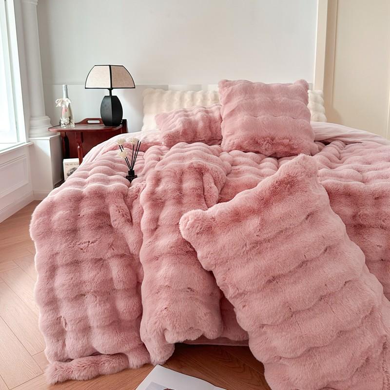 Best-Selling Solid Color Drawstring Bubble Blanket 1pc, Large Plush Throw, Soft Flannel Material, Suitable for Sofa, Single Bed/double Bed, All-Year Comfort