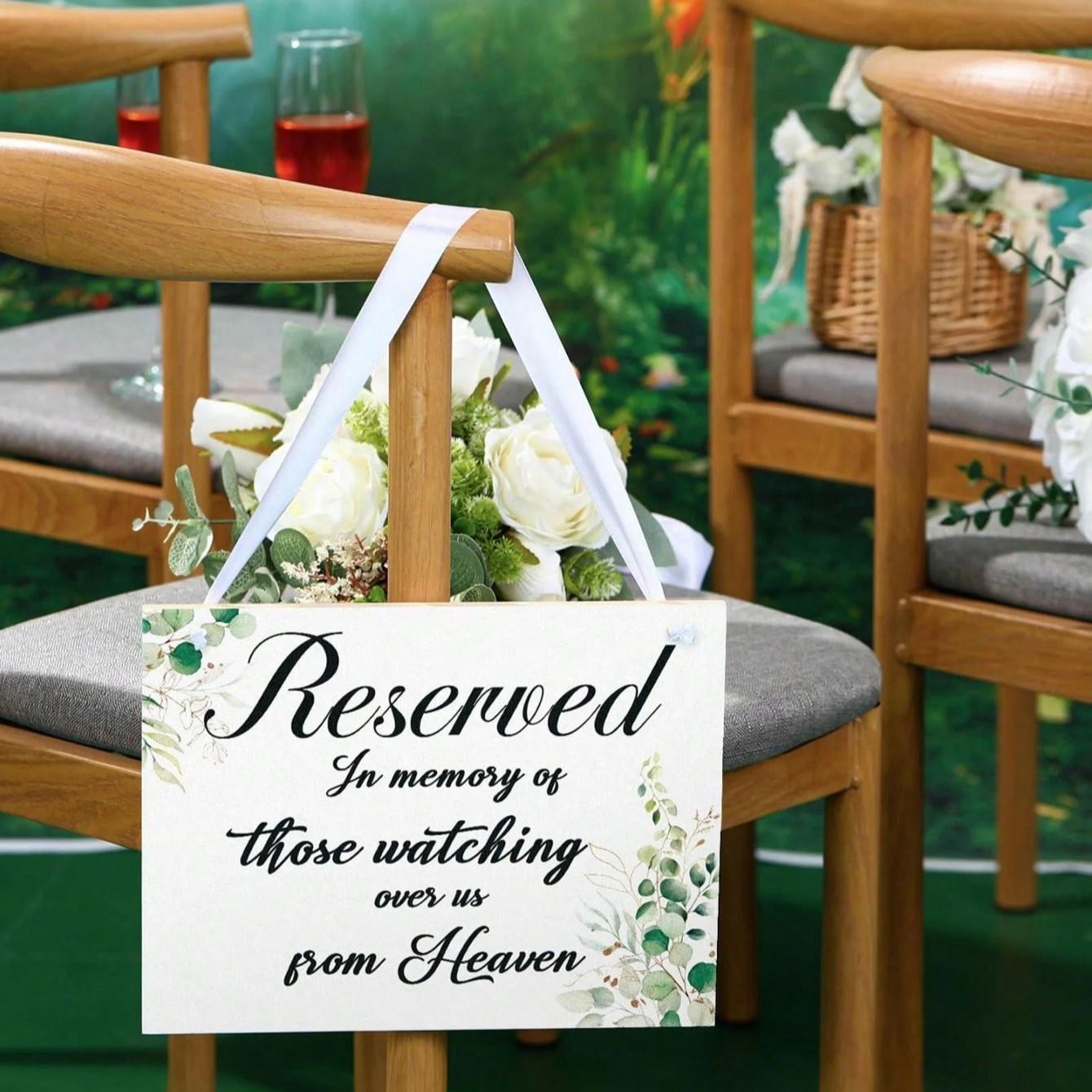 Wedding Reservation Sign Wooden Memorial for Deceased, Wedding Wood Memorial Plaque, Celebrate Heaven Ceremony, Restaurant Seat Banner (eucalyptus)