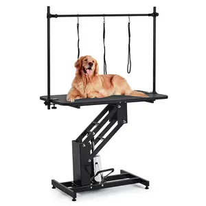Hydraulic Pet Grooming Table Heavy Duty 350 lbs Z Lift Dog Grooming Table Height Adjustable Electric Lift Station with 360 Swivel Arm Noose Large Non Slip Tabletop Splashproof Design for Large Small Dogs Cats Salon Home