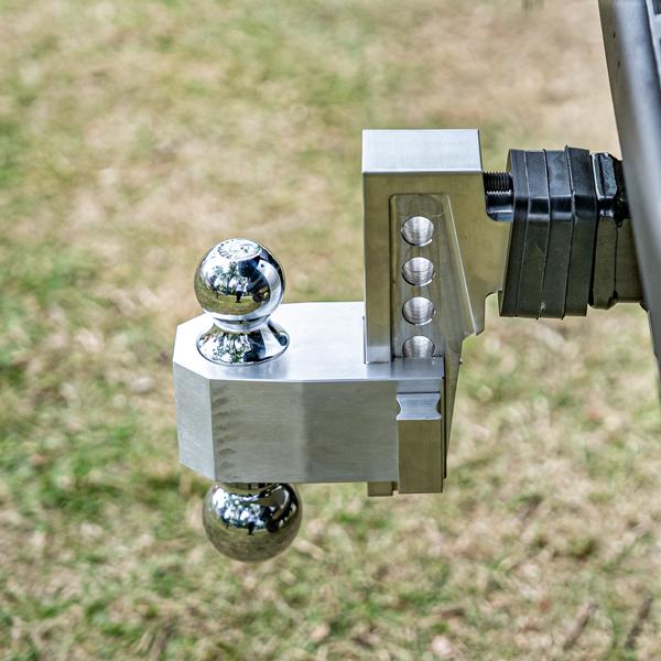 VNN Adjustable Drop Hitch – Dual-Ball (1-7/8'' & 2'') Trailer Hitch for 2.5-Inch Receiver, 6-10 Inch Drop, 15,000 lbs GTW, Heavy-Duty Ball Mount for Trucks – Silver