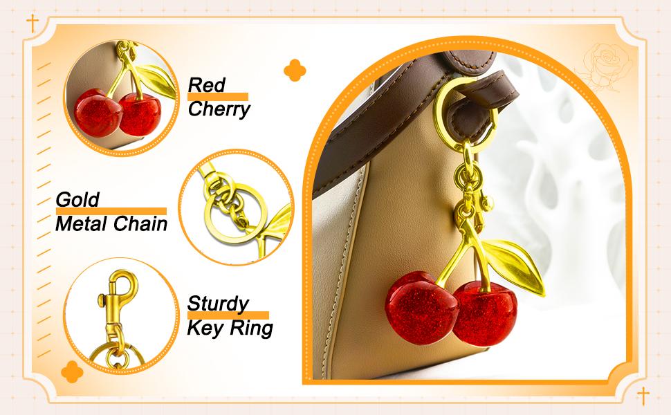2025 Dedicate Keychain Cherry Purse Charm for Women Valentine Bag Gifts- Cherry Bag Charm Purse Charm Keychain