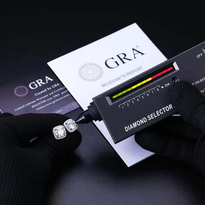 Delzzad 18K Gold-Plated Halo Square Lab-Created Moissanite Stud Earring S925 Sterling Silver Moissanite Jewelry Perfect Birthday Mother’s Day Unisex Christmas Gift for Men Women Wedding Set