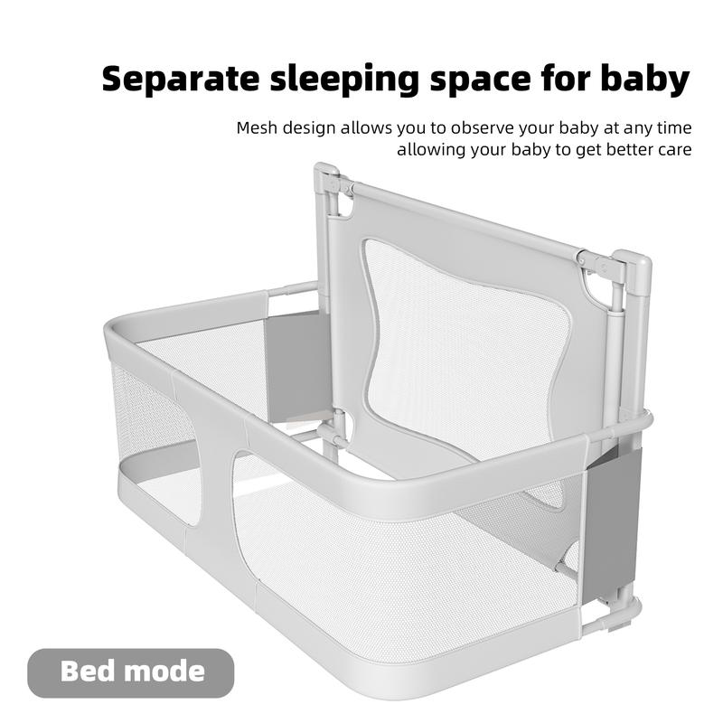 Baby Bassinet Sleeper, 14 Hole Gear Adjustable Cribs, Easy to Fold Portable Crib Side Bassinet, Swing Cradle Bed Side Sleeper with Ventilated Net