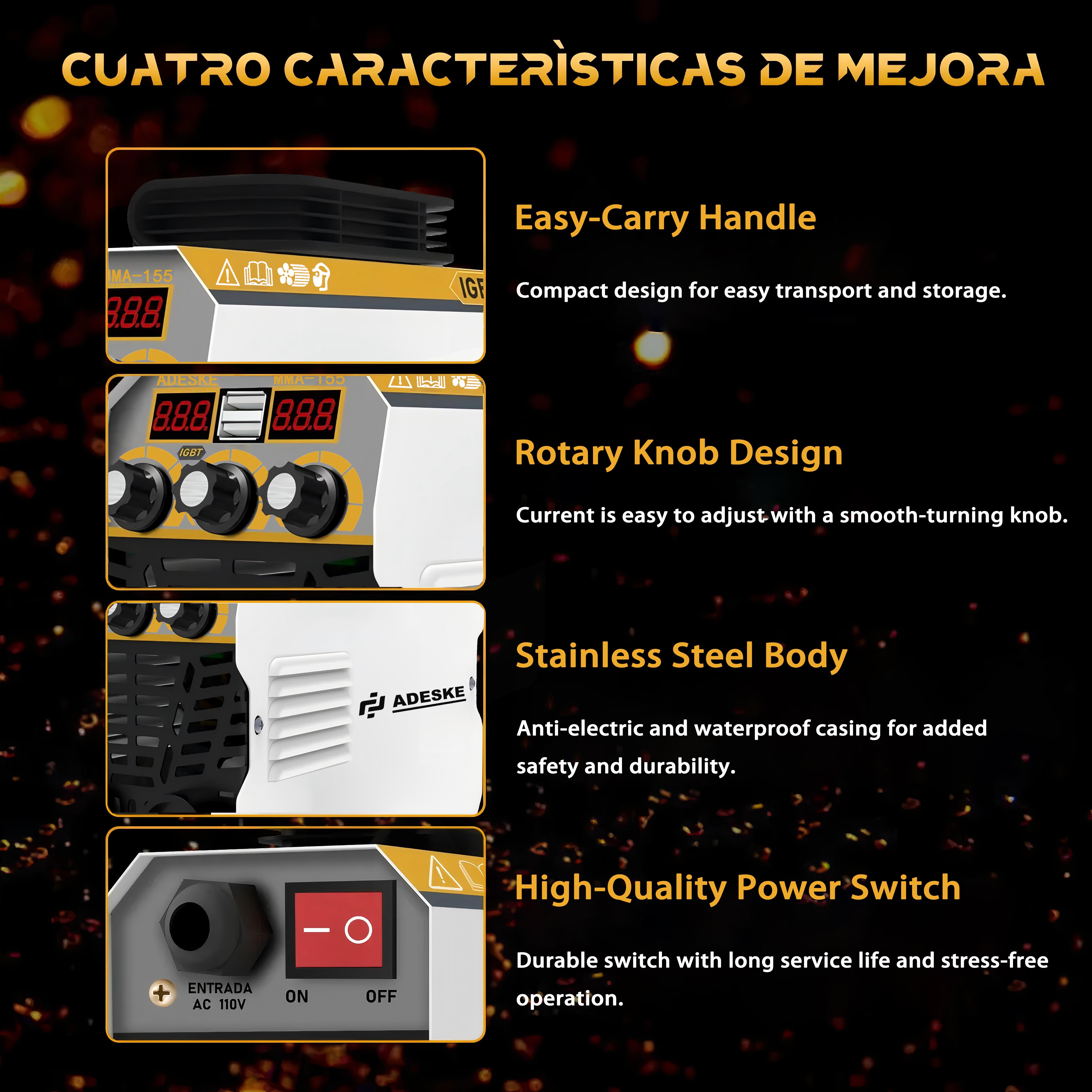 ADESKE 120A Stick Welder MMA-155 – Portable Welding Machine, Dual Voltage 110V/220V, Digital Display Arc Welder with Welding Kit