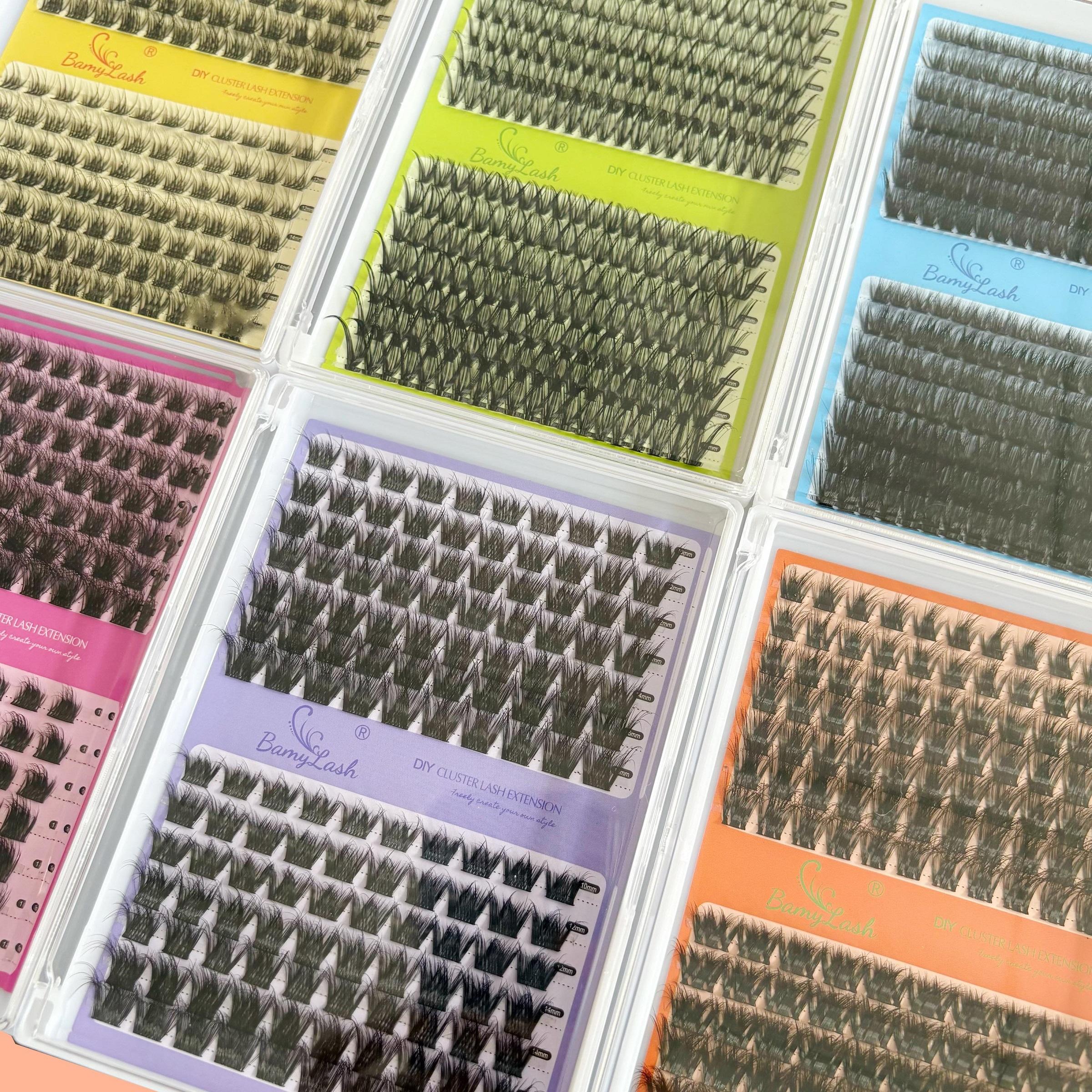 6 Boxes Cluster Eyelash Kit with Glue Remover Applicator and Curler,Long-Lasting for Natural 3D Wispy Soft Comfortable Daily Wear Beginner-Friendly DIY Lashes for Voluminous Look Trendy Cluster Lashes,Gift Pack for Xmas