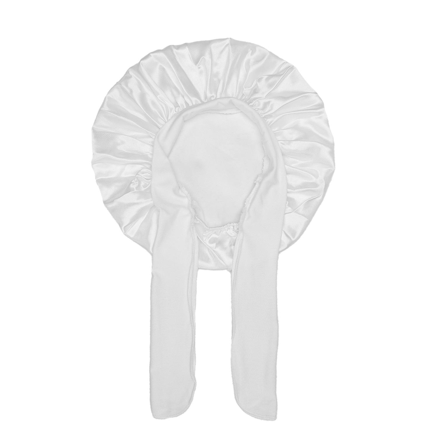 Kids Flower Printed Satin Sleep Bonnet with Wide Elastic Band & Ribbon, Soft Silk-like Sleeping Hair Cap for Boys Girls, Reusable Waterproof Shower Cap, Gentle Hair Protection Hat for Curly Natural Hair Care