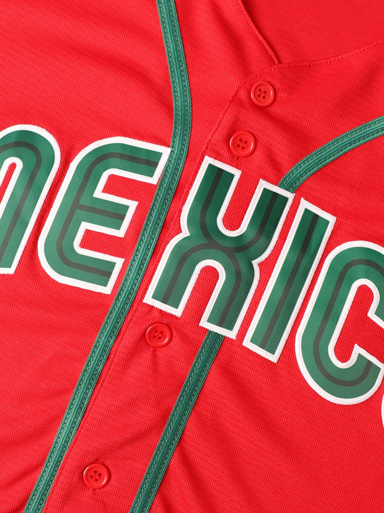 Mexican World Cup Baseball Jersey, Embroidered Loose Fit Casual Sports Shirt, Quick Dry Outdoor Wear, All Seasons