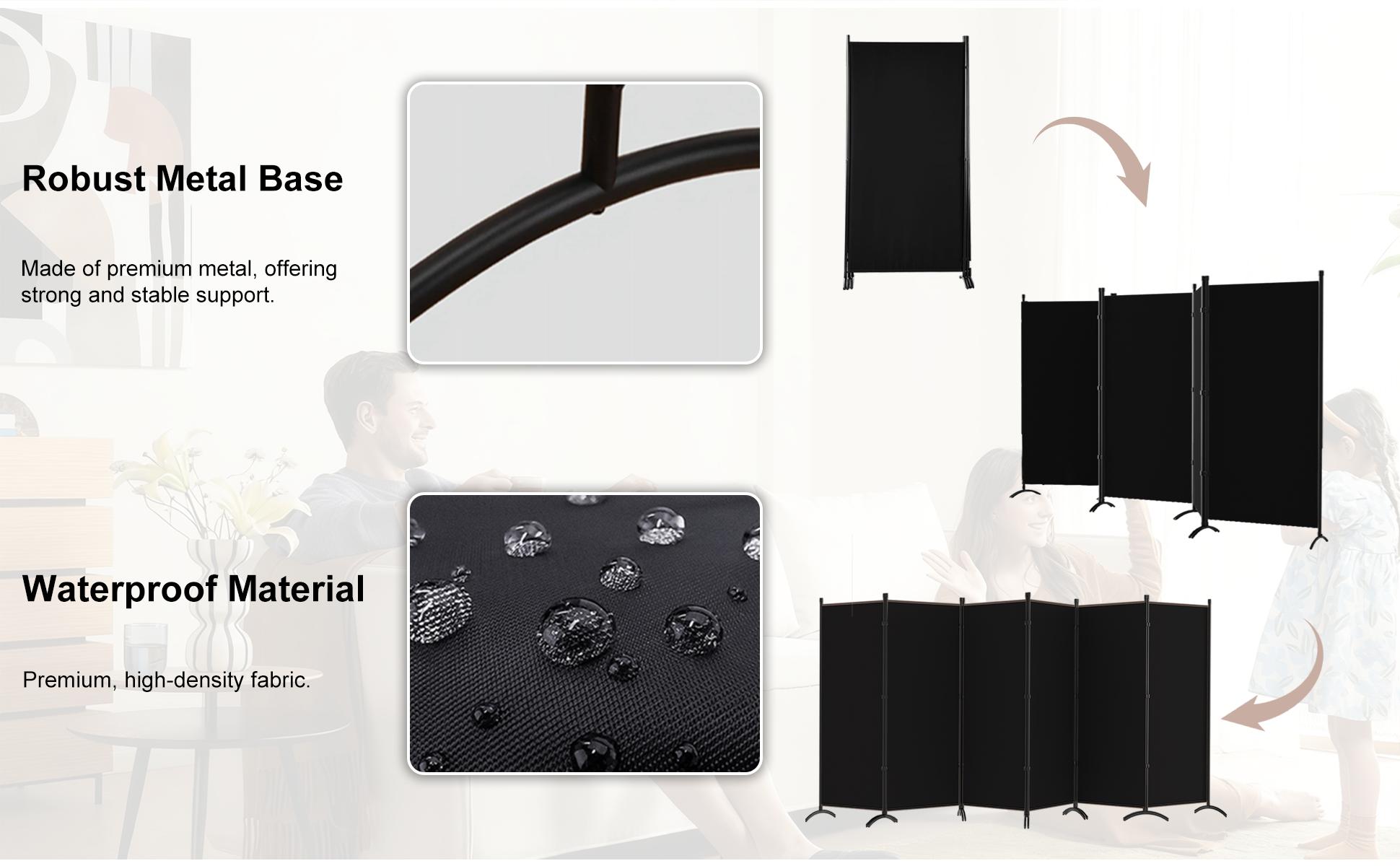 Grezone 6 Panel Partition Room Divider Screen Portable Fabric Panel,Indoor Folding Room Divider for Room Separation,Freestanding Wall Divider for Bedroom