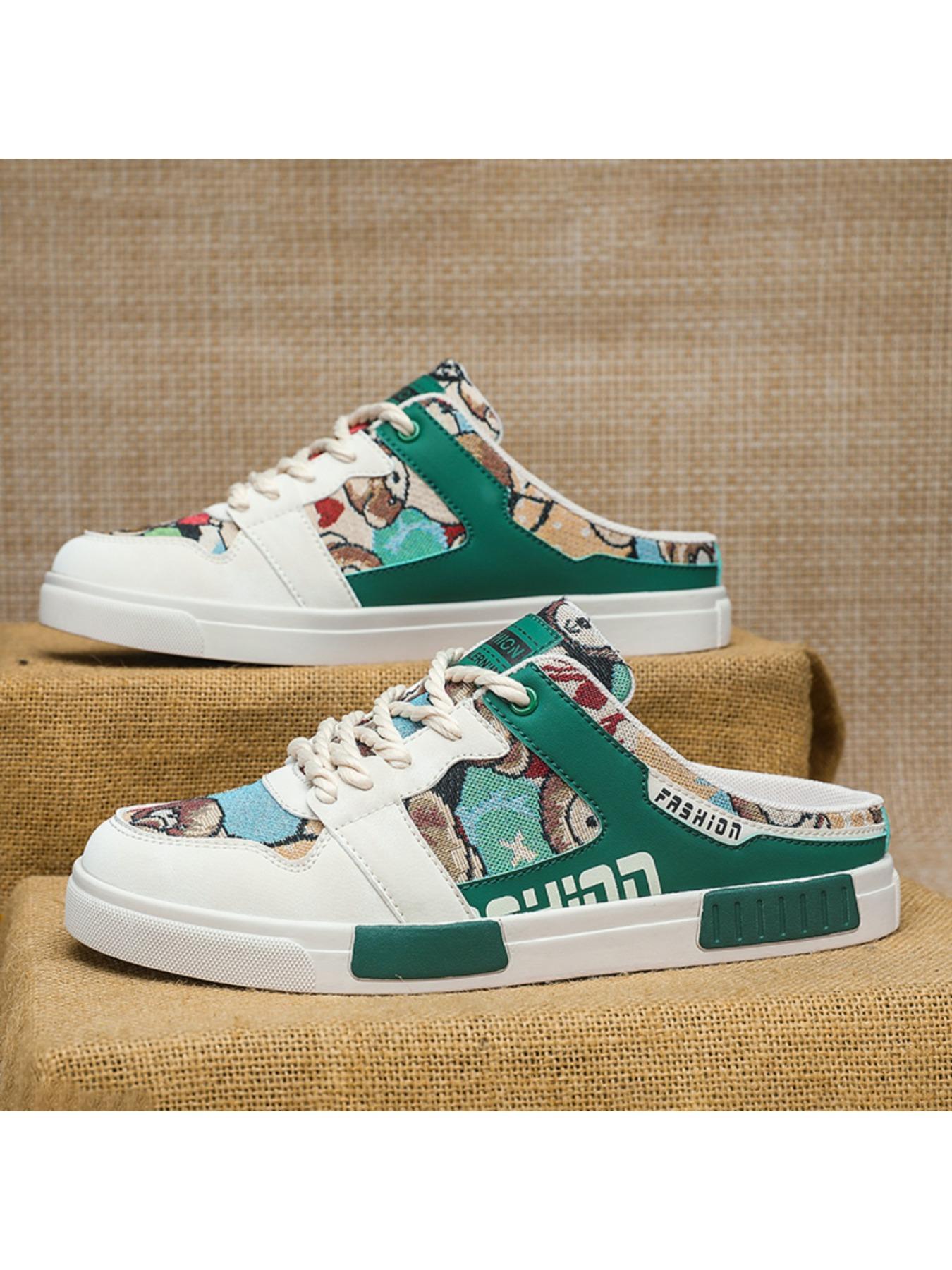 Summer Men's Half Slippers Fashion Large Size Non-Slip Breathable Casual Slippers, Stylish Comfortable Footwear for Daily Wear, Mesh Breathable Slides