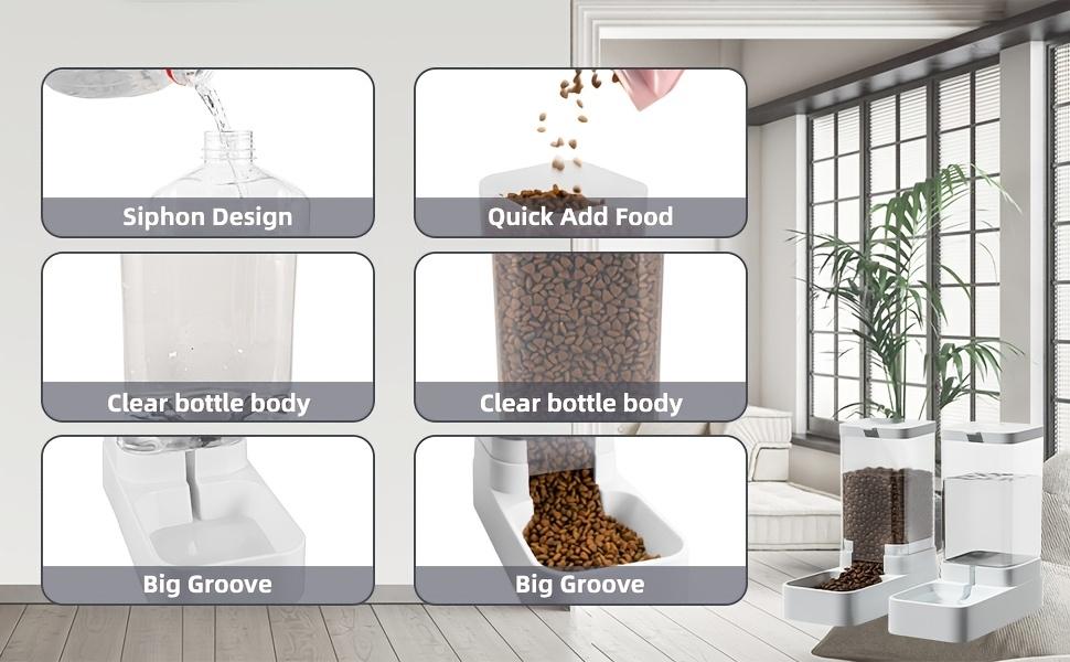 2-piece Gravity Pet Feeding and Drinking Set, Automatic Dog Food Feeding and Drinking Set - Pet Feeding Set - Suitable for Dogs, Cats, and Pet Animals, Automatic Gravity Feeder