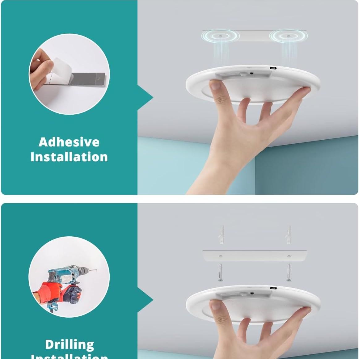 Magnetic Motion Sensor Ceiling Light, Remote Control, LED Battery Powered, Wireless, Dimmable, for Closet, Shower, Storage, Garage, Hallway