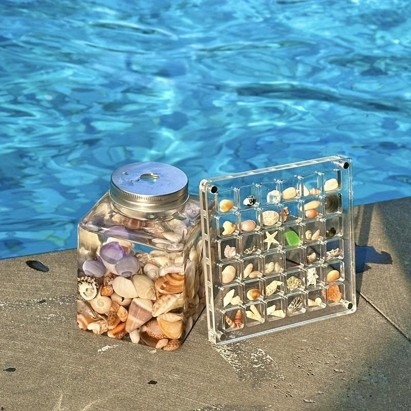 Square Acrylic Shell Storage Display Box, Transparent Specimen Showcase, 36-Grid Mini Shell Box, Magnetic Lid, High Transparency, Daily Collection