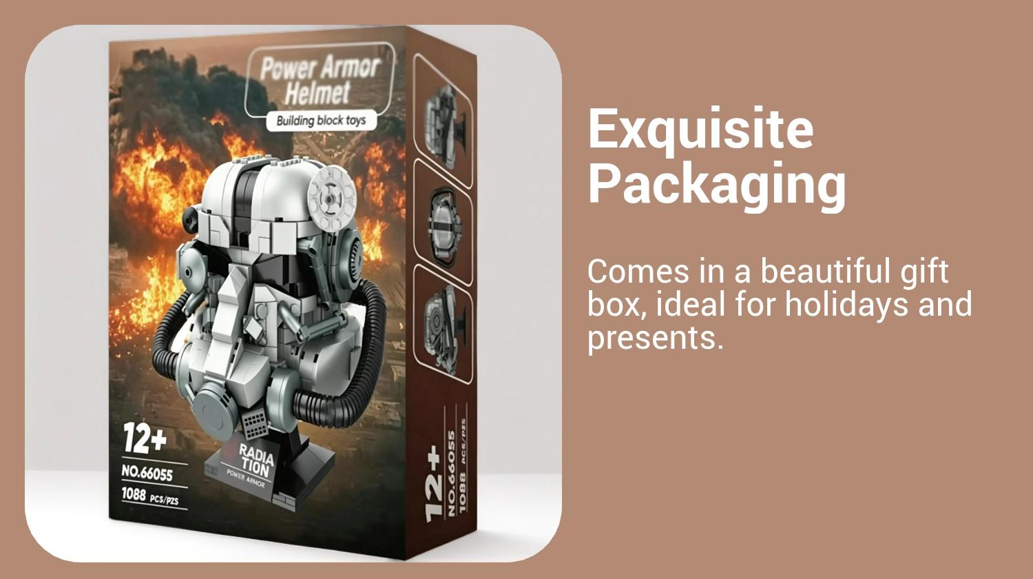 Sci-Fi Heavy Armor Helmet Building Blocks Set - 1088PCS Building Block Assembly Collectible Model Kit with Exquisite Gift Box, Ideal for Holiday & Kids' Presents, Building Sets